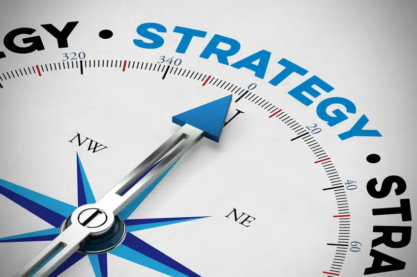 Orientation for business strategy as concept on a compass (3D Rendering)